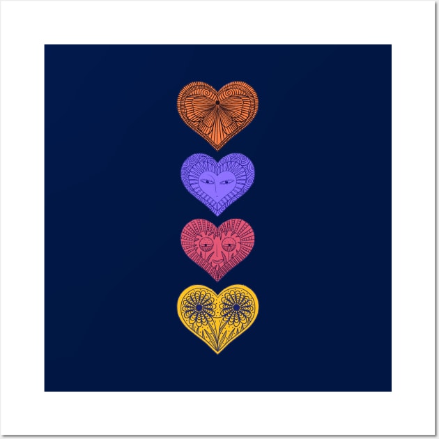 Four love hearts vertically Wall Art by iulistration